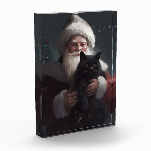 Tuxedo Kat Met Sinterklaas Feestelijke Kerstmis Fotoblokken (Links)