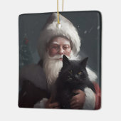 Tuxedo Kat Met Sinterklaas Feestelijke Kerstmis Keramisch Ornament (Links)