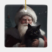 Tuxedo Kat Met Sinterklaas Feestelijke Kerstmis Keramisch Ornament (Achterkant)