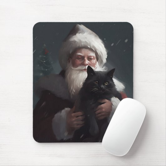 Tuxedo Kat Met Sinterklaas Feestelijke Kerstmis Muismat (Met muis)