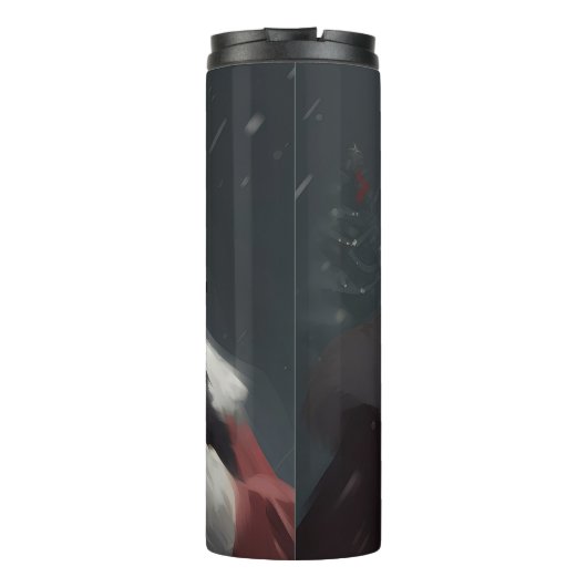 Tuxedo Kat Met Sinterklaas Feestelijke Kerstmis Thermosbeker (Achterkant)