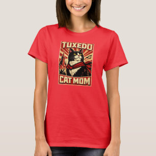 Tuxedo Kat Moeder T-Shirt Vintage Retro