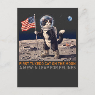 Tuxedo Kat op de Maan Astronaut Grappige Retro T-S Briefkaart