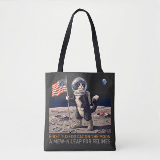 Tuxedo Kat op de Maan Astronaut Grappige Retro T-S Draagtas