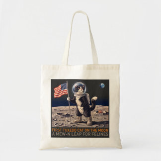 Tuxedo Kat op de Maan Astronaut Grappige Retro T-S Tote Bag
