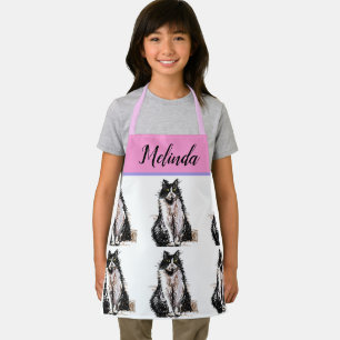 Tuxedo Kat Pastel Kleur Katten Meisjes Roze Schort