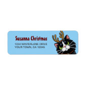 Tuxedo Kat Rendier Kerstmis retour adreslabel Etiket (Voorkant)