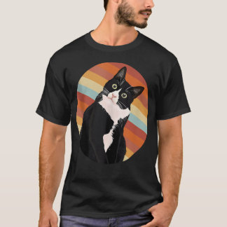 Tuxedo Kat Retro Kleuren Voor Dierenliefhebbers T-shirt