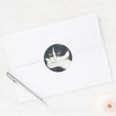 Tuxedo-kat Ronde Sticker (Envelop)