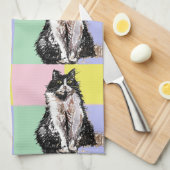 Tuxedo Kat Schattige Katten Zwart Wit Pastel Regen Theedoek (Quarter Fold)