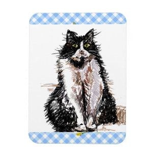 Tuxedo Kat Schattige Tekening Zwarte Witte Katten Magneet