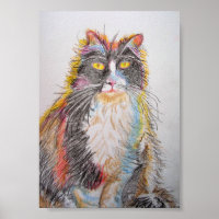 Tuxedo kat Tekening Kunstkattenkatten Poster