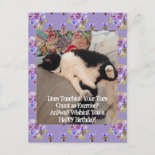 Tuxedo Kat Verjaardag Aanrakende Tenen Ansichtkaar Briefkaart
