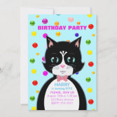 Tuxedo Kat Verjaardagsfeest Uitnodiging (Voorkant)