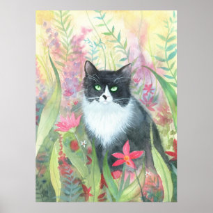 Tuxedo Kat Watercolor Poster
