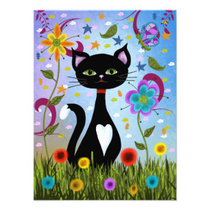 Tuxedo Kat Zit In Een Tuin Foto Afdruk