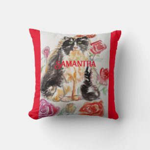 Tuxedo Kat Zwart-wit Childs Naam Decoratie Kussen