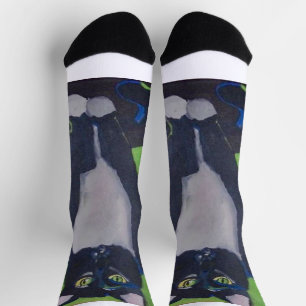 Tuxedo kat zwart/wit sport sok groot 