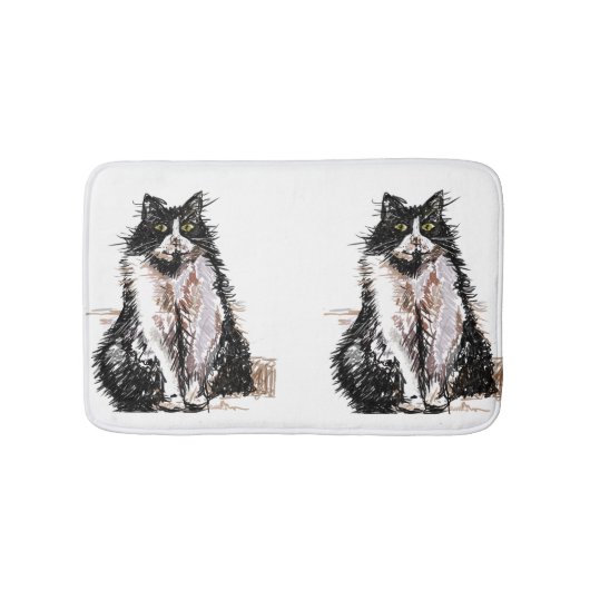 Tuxedo Kat Zwarte en Witte Katten Huisdieren Badma Badmat (Voorkant)