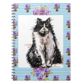Tuxedo Kat Zwarte en Witte Katten Meisjes Blauwe B Notitieboek (Voorkant)