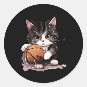 Tuxedo katje speelt Sketchl sportfans Ronde Sticker