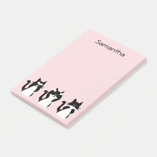 Tuxedo katten Drie Katten Bleek Roze Aangepast Post-it® Notes (Schuin)