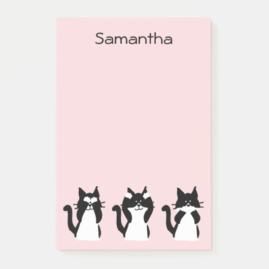 Tuxedo katten Drie Katten Bleek Roze Aangepast Post-it® Notes (Voorkant)