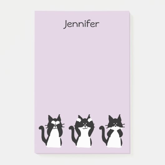 Tuxedo Katten | Drie Wijze Paarse Katten Post-it® Notes (Voorkant)