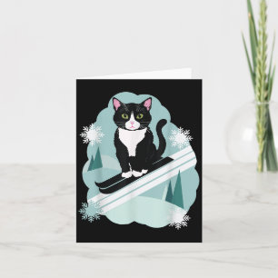 Tuxedo katten en skiën sneeuw wintersport fans kaart