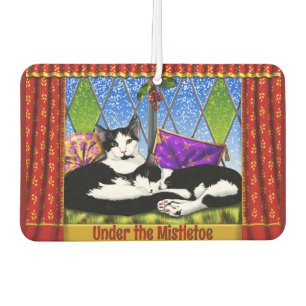 Tuxedo katten onder Mistletoe gepersonaliseerd Luchtverfrisser