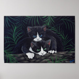 Tuxedo-katten Schilderen door Darie Poster