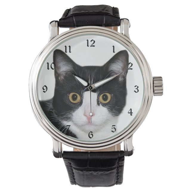 Tuxedo kattengezicht horloge (Voorkant)