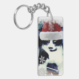 Tuxedo Kerstman Katten Kerstsleutelhanger Sleutelhanger