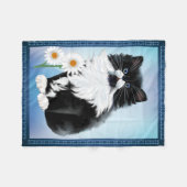 Tuxedo Kitten FaceKitten en Daisy Fleece Deken (Voorkant (Horizontaal))
