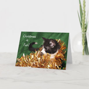 Tuxedo kitten Kerstmis Feestdagen Kaart