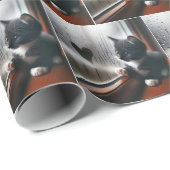 Tuxedo kitten met een raam hart cadeaupapier (Rol Hoek)