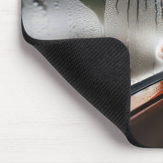 Tuxedo kitten met een raam hart muismat (Hoek)