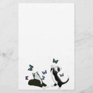 Tuxedo Kittens met Butterflies Stationery Briefpapier