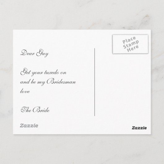 Tuxedo Mariage Be My Bridesman Invitation (Dos)