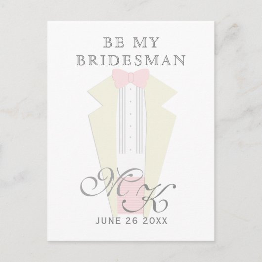 Tuxedo Mariage Be My Bridesman Invitation (Devant)