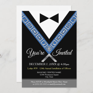 Tuxedo Masonic Invitations   Freemason Jewels Kaart