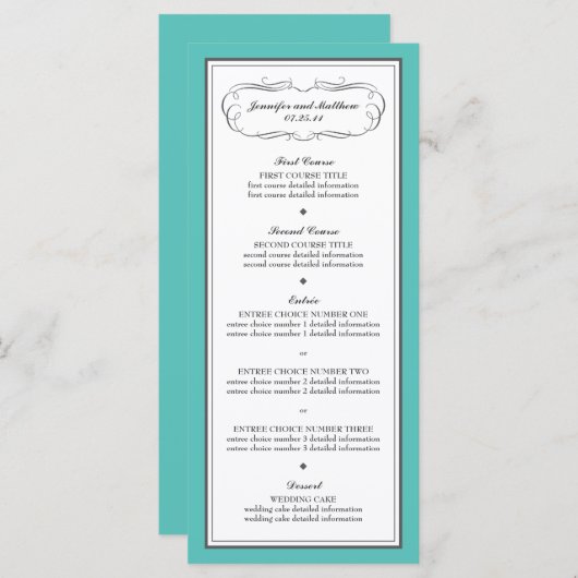 Tuxedo menu Mariage en Turquoise et Gris (Devant / Derrière)