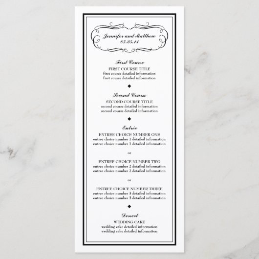 Tuxedo Menu met Zwarte Rand op Wit (Voorkant)