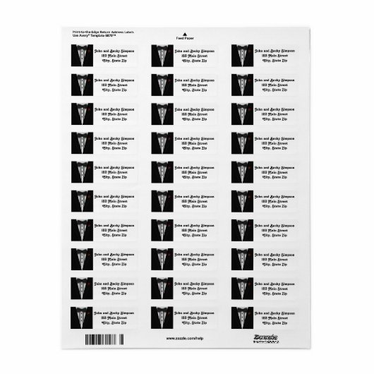 Tuxedo met Bow Stropdas Monogram Etiket (Full Sheet)