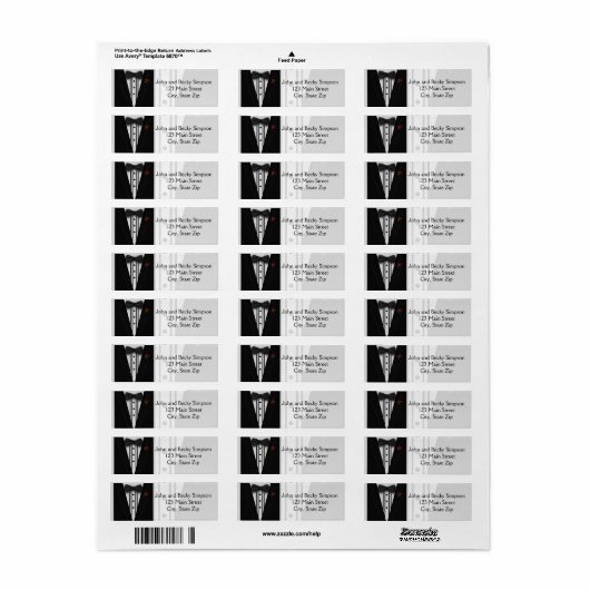 Tuxedo met Bow Stropdas Monogram Etiket (Full Sheet)