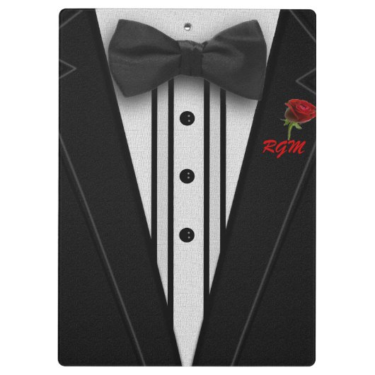 Tuxedo met Bow Stropdas Monogram Klembord (Achterkant)