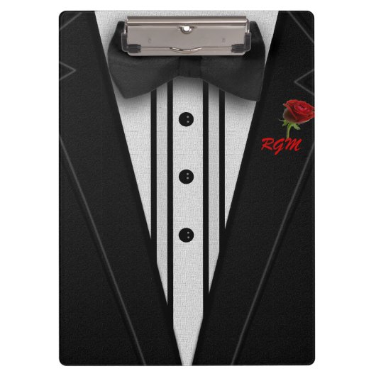 Tuxedo met Bow Stropdas Monogram Klembord (Voorkant)