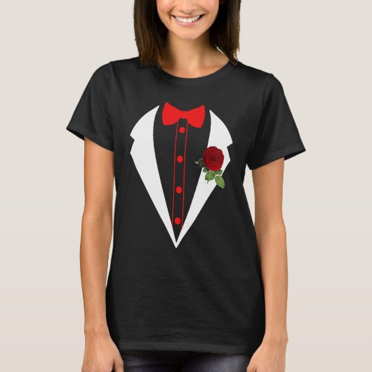 Tuxedo met een rode druppelaar, buikbuis P T-shirt (Voorkant)
