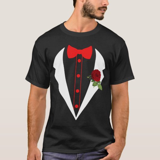 Tuxedo met een rode druppelaar, buikbuis P T-shirt (Voorkant)