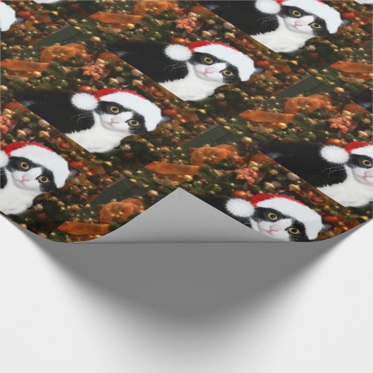 Tuxedo met kerstmis cadeaupapier (Hoek)